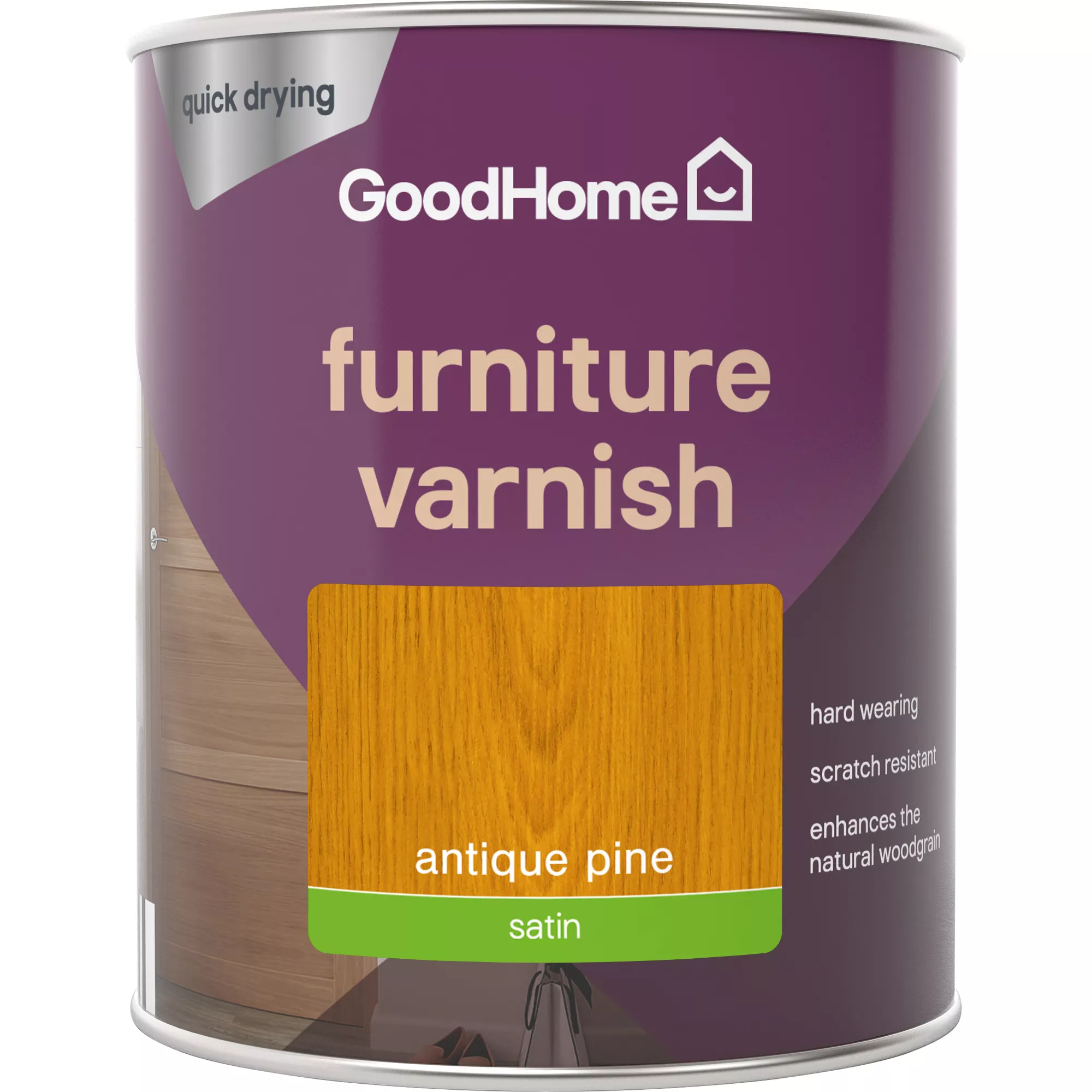 GoodHome Antique Pine Satin Multi-surface Furniture Wood varnish, 750ml GoodHome Antique Pine Satin Multi-surface Furniture Wood Varnish, 750ml -trade point store goodhome antique pine satin multi surface furniture wood varnish 750ml5059340486857 02c