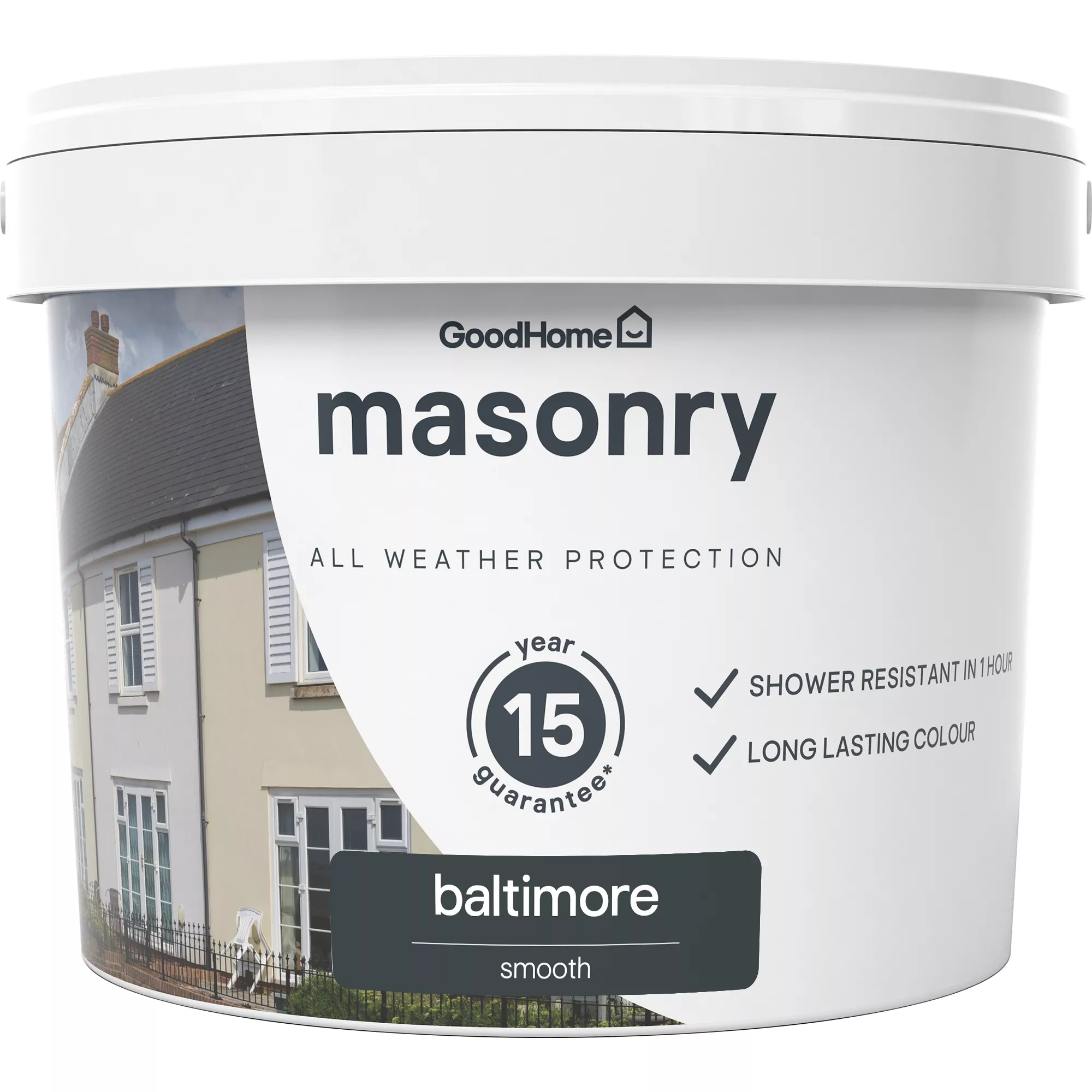 GoodHome Baltimore Smooth Matt Masonry paint, 10L Tin GoodHome Baltimore Smooth Matt Masonry Paint, 10L Tin -trade point store goodhome baltimore smooth matt masonry paint 10l tin5059340295985 02c