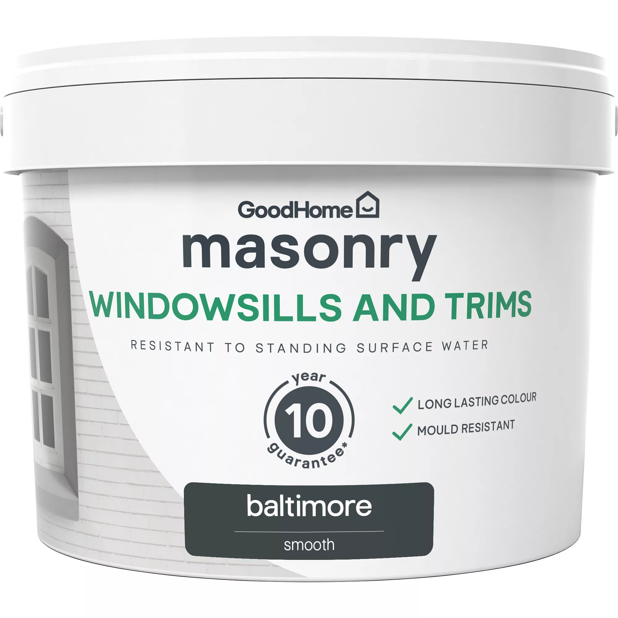 GoodHome Baltimore Smooth Matt Masonry paint, 2.5L Tin GoodHome Baltimore Smooth Matt Masonry Paint, 2.5L Tin -trade point store goodhome baltimore smooth matt masonry paint 2 5l tin5059340295961 02c