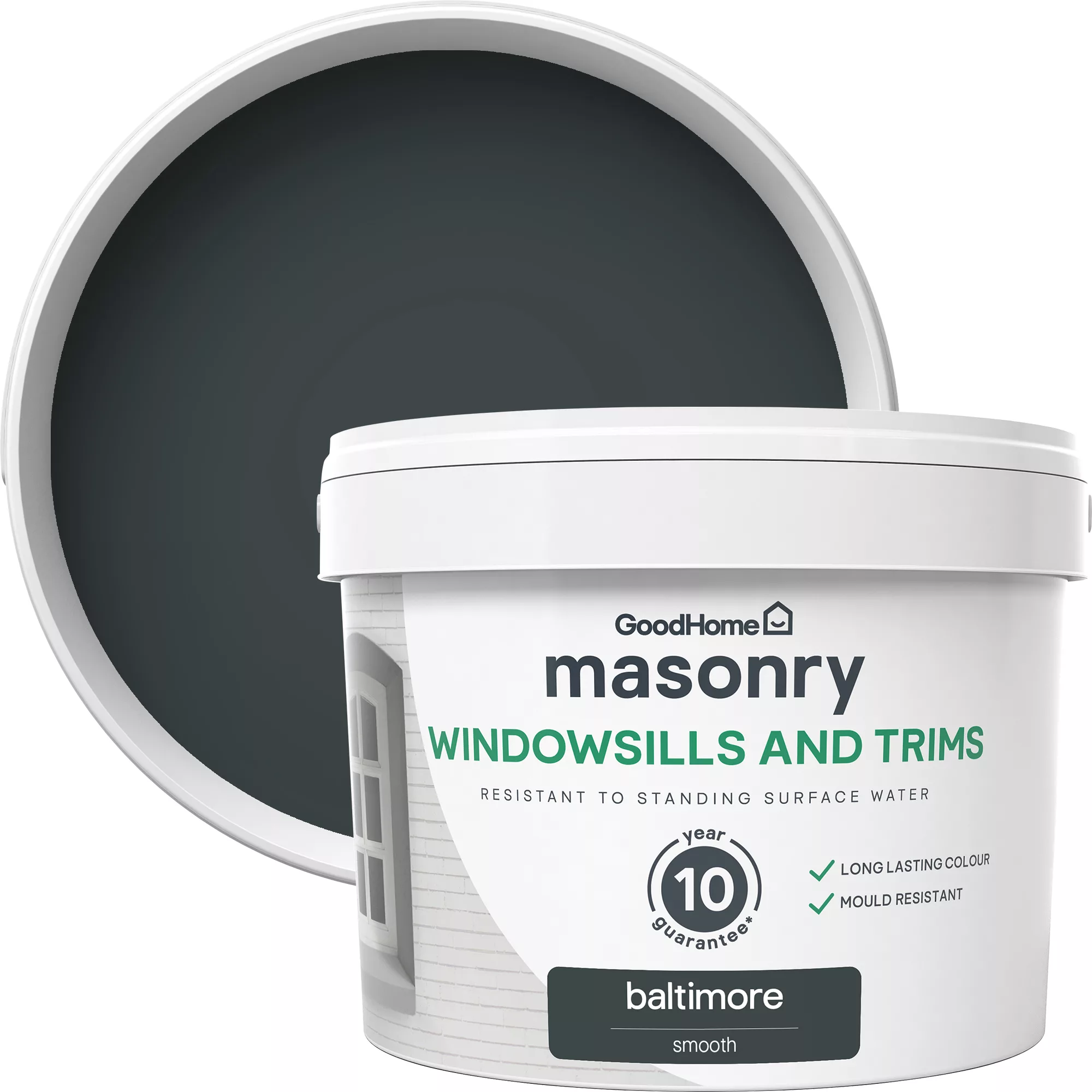 GoodHome Baltimore Smooth Matt Masonry paint, 2.5L Tin GoodHome Baltimore Smooth Matt Masonry Paint, 2.5L Tin -trade point store goodhome baltimore smooth matt masonry paint 2 5l tin5059340295961 37c