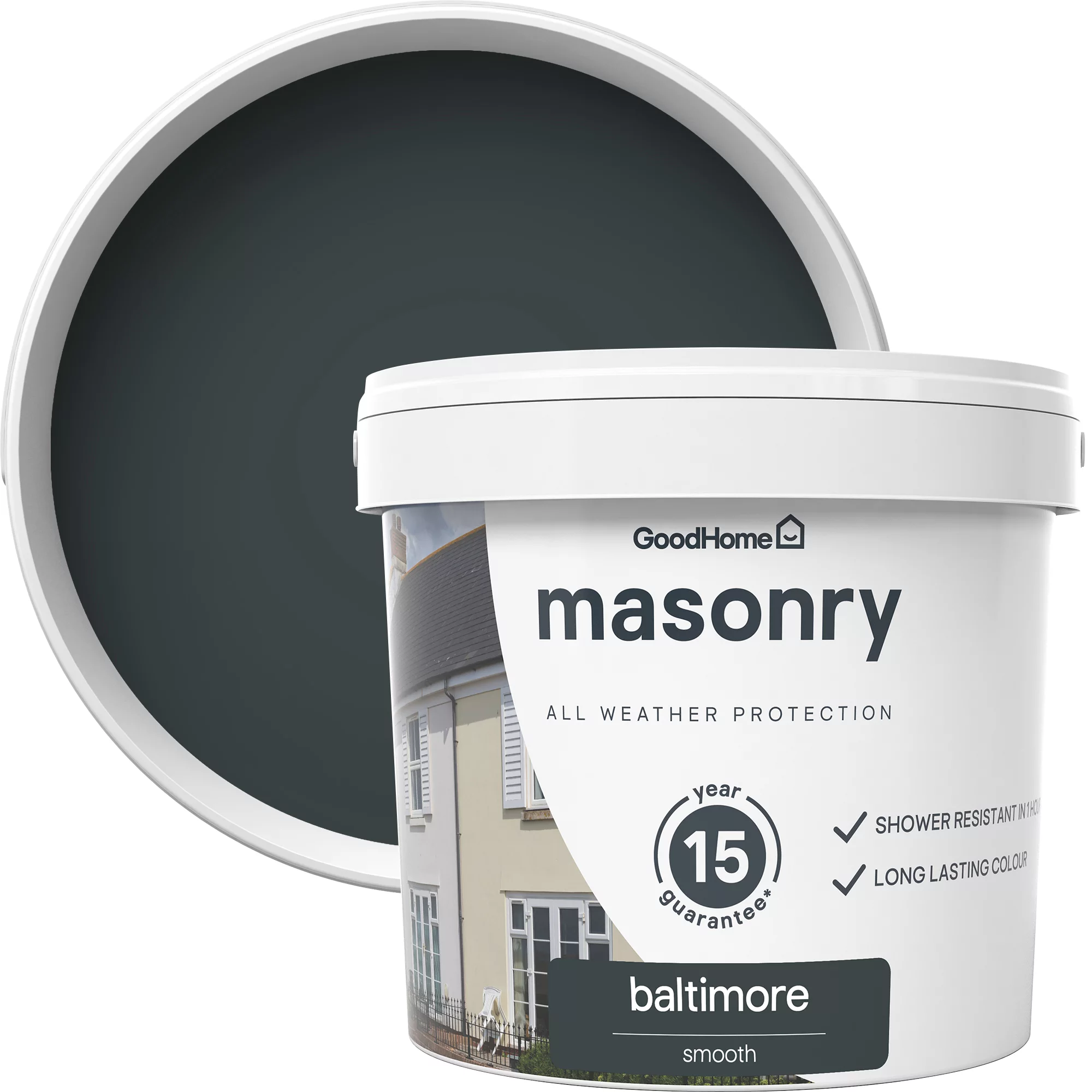 GoodHome Baltimore Smooth Matt Masonry paint, 5L Tin GoodHome Baltimore Smooth Matt Masonry Paint, 5L Tin -trade point store goodhome baltimore smooth matt masonry paint 5l tin5059340295978 37c