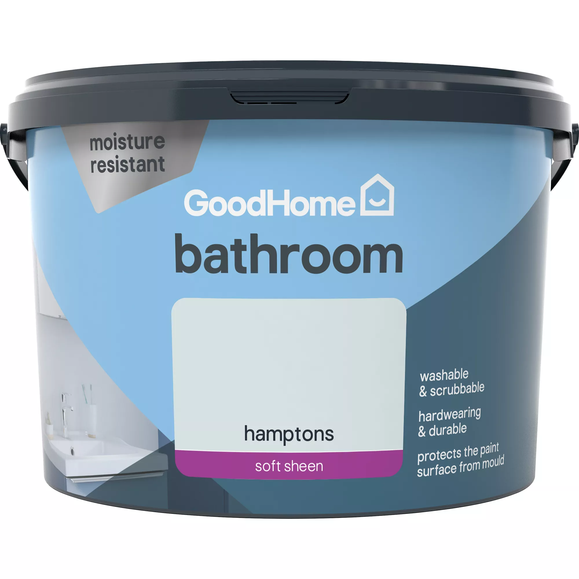 GoodHome Bathroom Hamptons Soft sheen Emulsion paint, 2.5L GoodHome Bathroom Hamptons Soft Sheen Emulsion Paint, 2.5L -trade point store goodhome bathroom hamptons soft sheen emulsion paint 2 5l3663602591245 02c