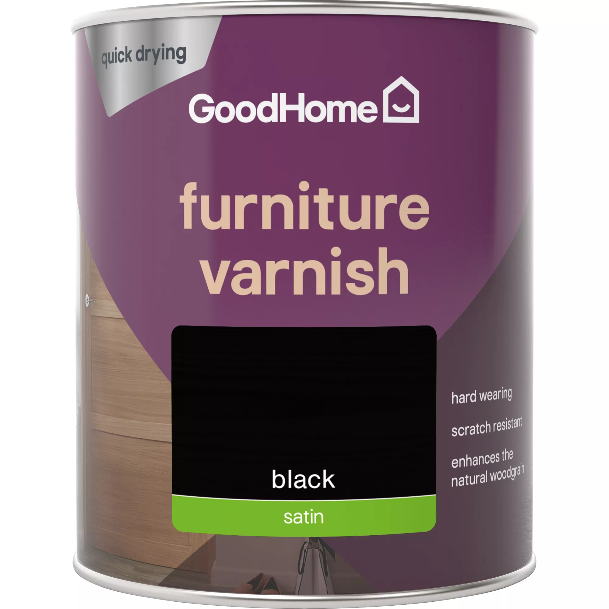GoodHome Black Satin Multi-surface Furniture Wood varnish, 750ml GoodHome Black Satin Multi-surface Furniture Wood Varnish, 750ml -trade point store goodhome black satin multi surface furniture wood varnish 750ml5059340486864 02c