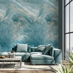 Goodhome 19 GoodHome Breschia Blue Matt Mural