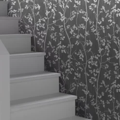 GoodHome Bromus Charcoal Floral Metallic Effect Textured Wallpaper 5 GoodHome Bromus Charcoal Floral Metallic Effect Textured Wallpaper -trade point store goodhome bromus charcoal floral metallic effect textured wallpaper3663602561217 01i bq