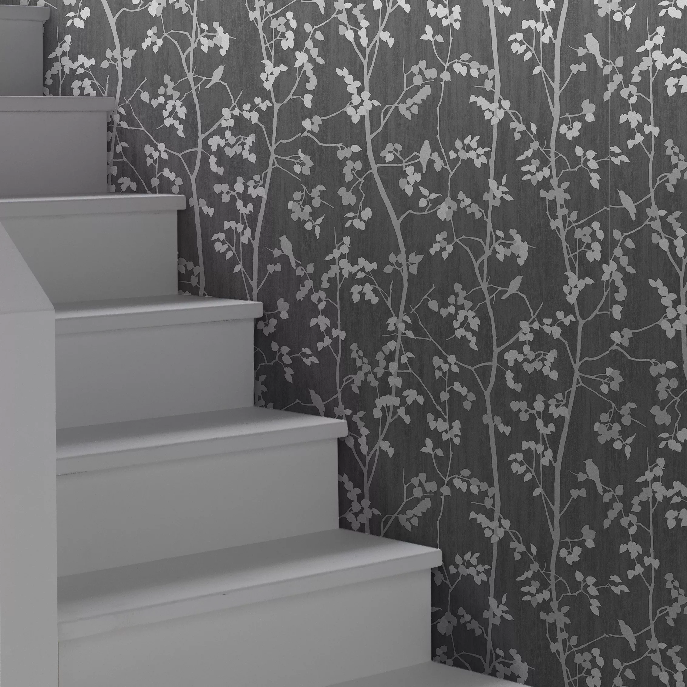GoodHome Bromus Charcoal Floral Metallic effect Textured Wallpaper GoodHome Bromus Charcoal Floral Metallic Effect Textured Wallpaper -trade point store goodhome bromus charcoal floral metallic effect textured wallpaper3663602561217 01i bq