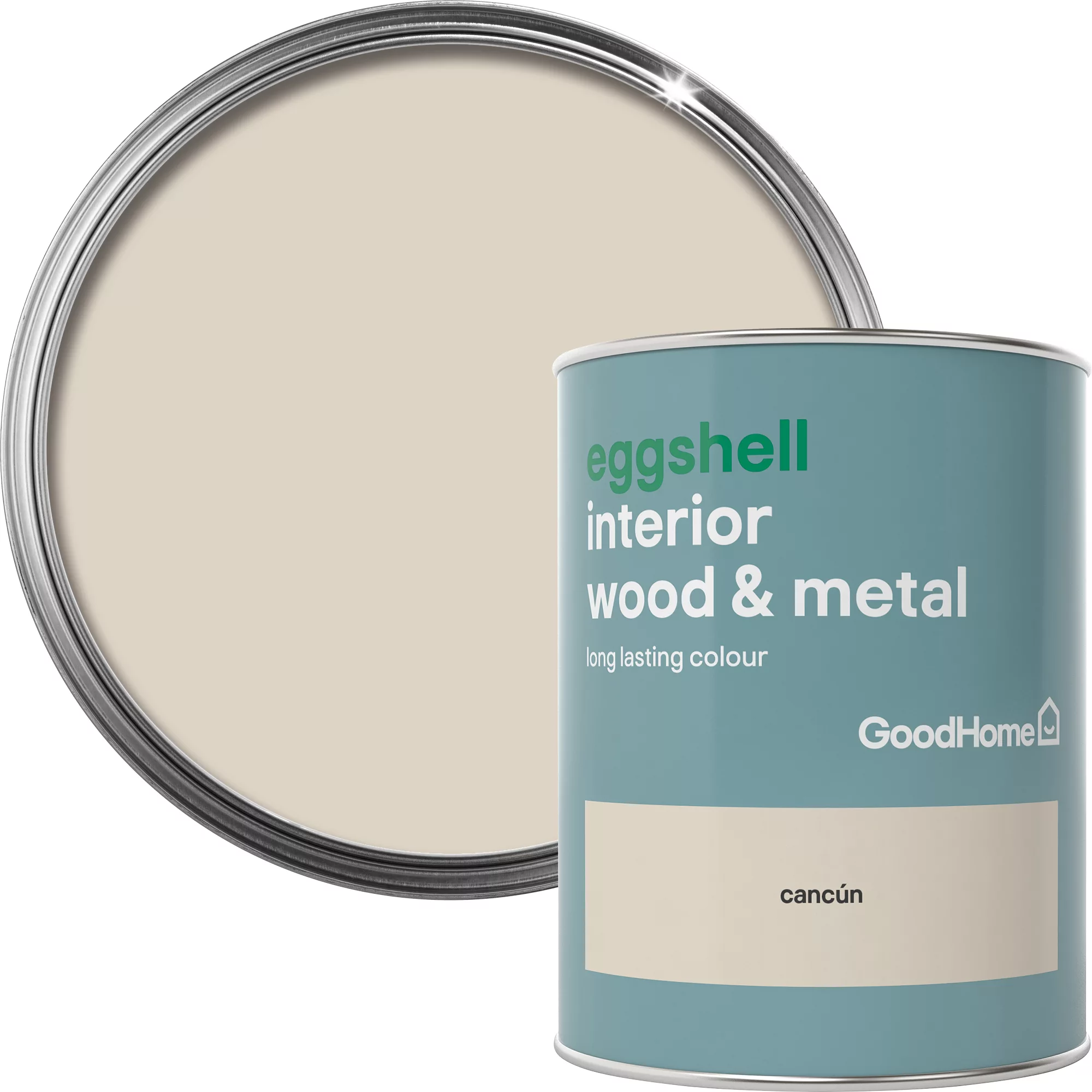 GoodHome Cancún Eggshell Metal & wood paint, 750ml GoodHome Cancún Eggshell Metal & Wood Paint, 750ml -trade point store goodhome cancun eggshell metal wood paint 750ml5036581059002 37c BQ
