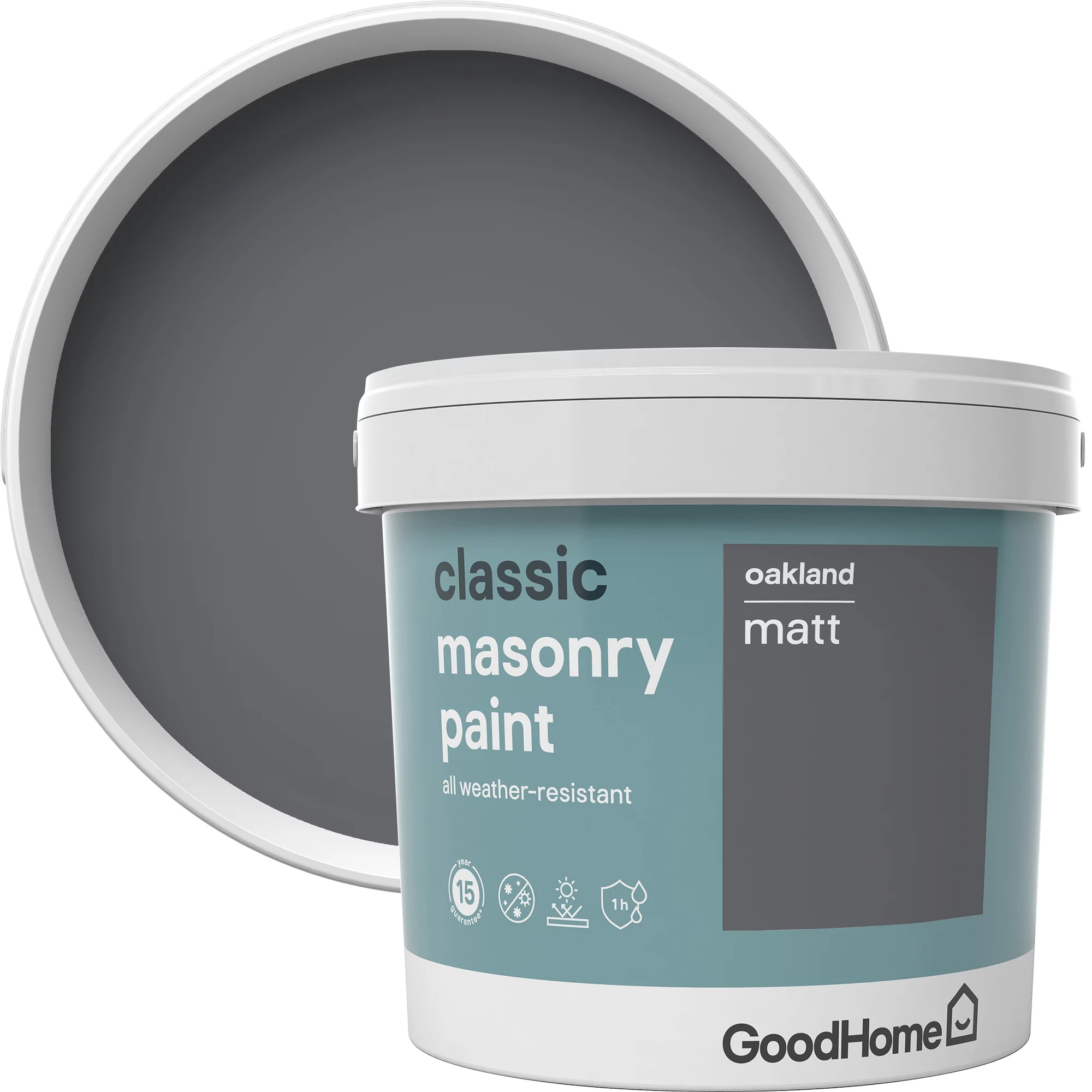 GoodHome Classic Oakland Smooth Matt Masonry paint, 5L Tin GoodHome Classic Oakland Smooth Matt Masonry Paint, 5L Tin -trade point store goodhome classic oakland smooth matt masonry paint 5l tin5059340073651 37c BQ