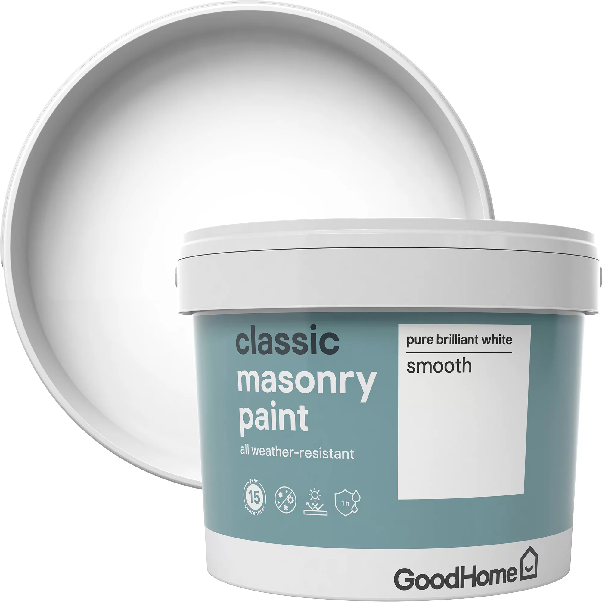 GoodHome Classic Pure brilliant white Smooth Matt Masonry paint, 10L GoodHome Classic Pure Brilliant White Smooth Matt Masonry Paint, 10L -trade point store goodhome classic pure brilliant white smooth matt masonry paint 10l3663602521600 02c bq