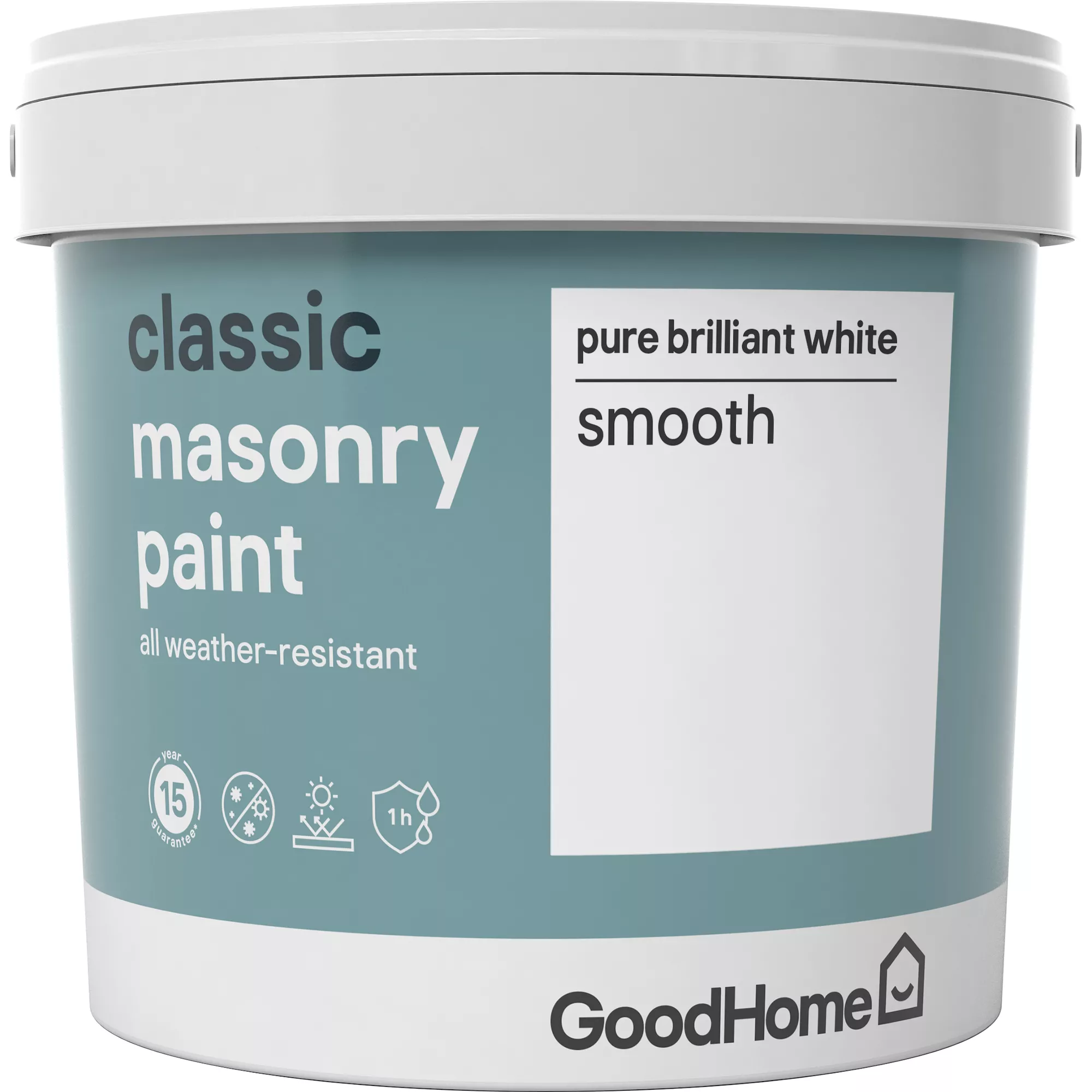 GoodHome Classic Pure brilliant white Smooth Matt Masonry paint, 5L GoodHome Classic Pure Brilliant White Smooth Matt Masonry Paint, 5L -trade point store goodhome classic pure brilliant white smooth matt masonry paint 5l3663602520795 08c bq