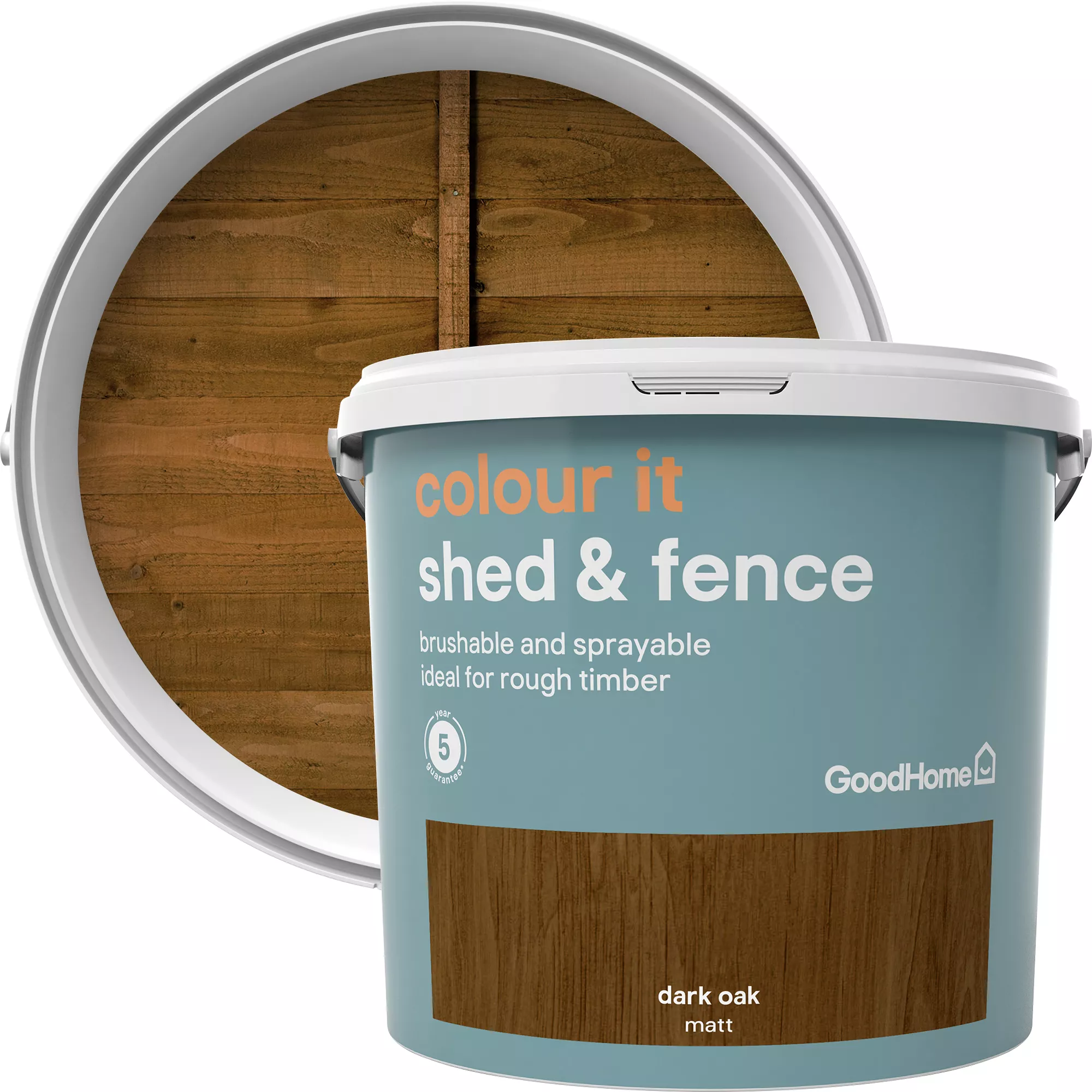 GoodHome Colour it Dark oak Matt Fence & shed Stain, 5L GoodHome Colour It Dark Oak Matt Fence & Shed Stain, 5L -trade point store goodhome colour it dark oak matt fence shed stain 5l5036581088682 37c