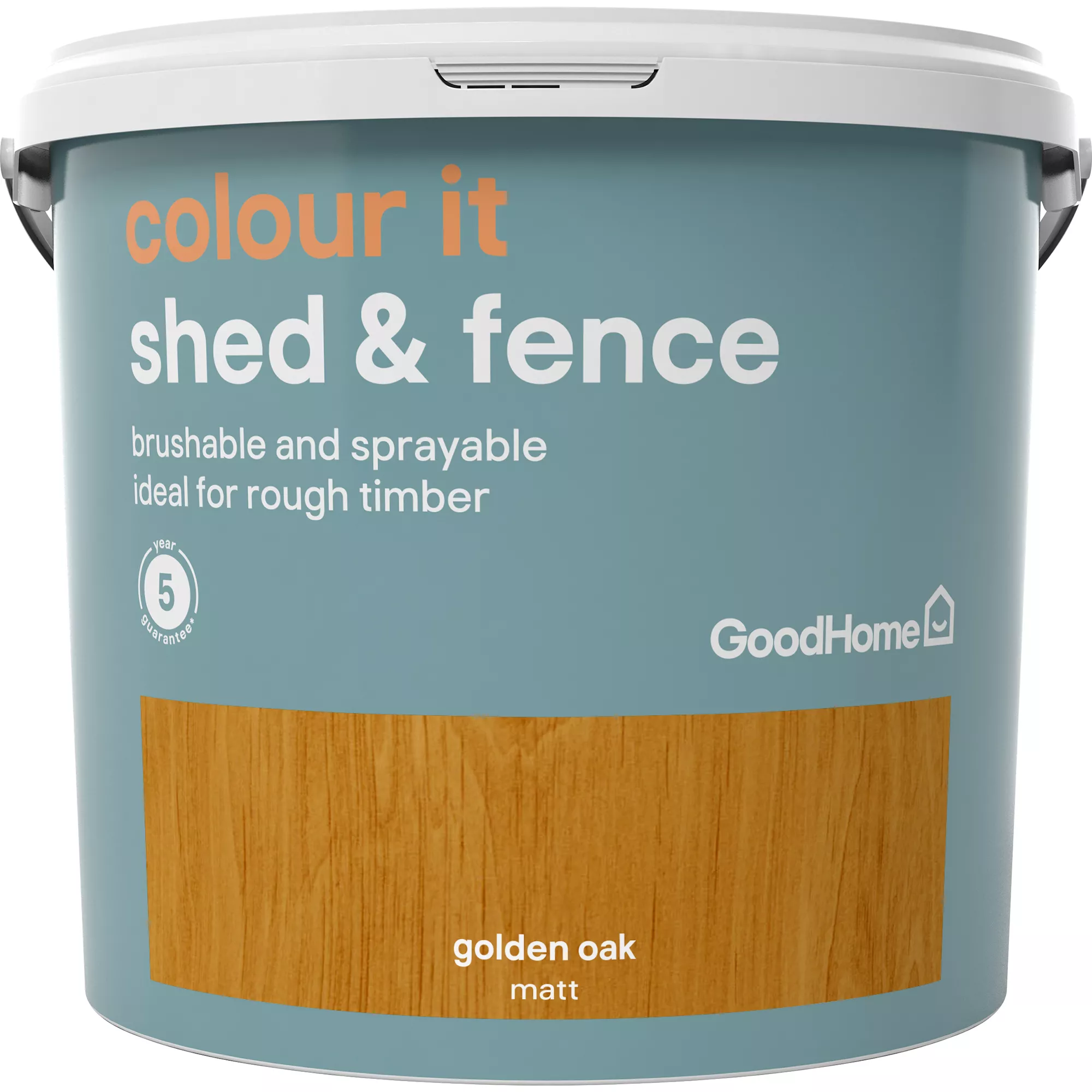 GoodHome Colour it Golden oak Matt Fence & shed Stain, 5L GoodHome Colour It Golden Oak Matt Fence & Shed Stain, 5L -trade point store goodhome colour it golden oak matt fence shed stain 5l5036581088668 02c