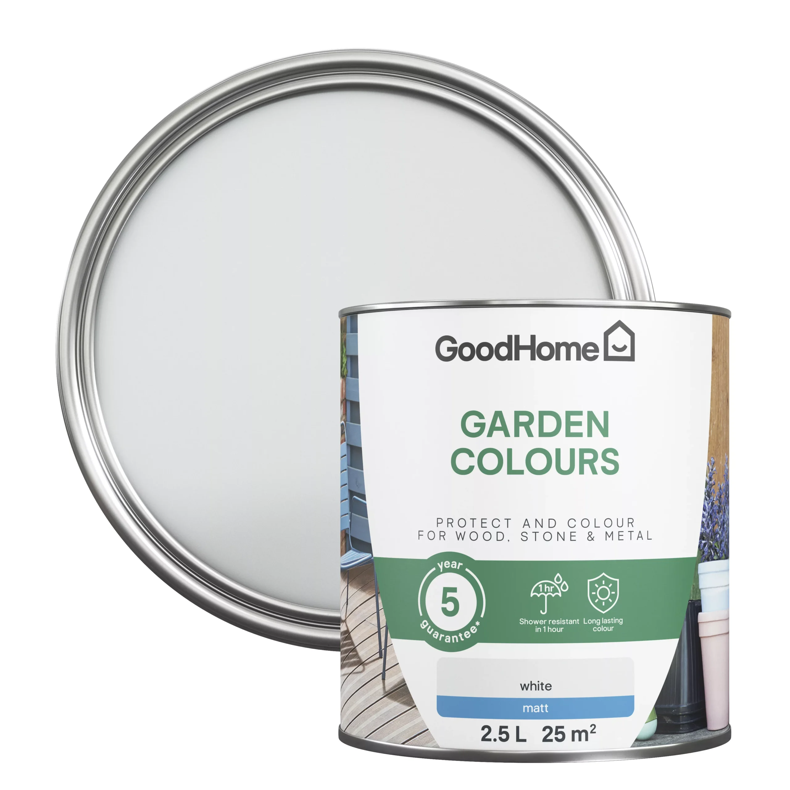 GoodHome Colour It White Matt Multi-surface paint, 2.5L GoodHome Colour It White Matt Multi-surface Paint, 2.5L -trade point store goodhome colour it white matt multi surface paint 2 5l5059340296616 21c scaled