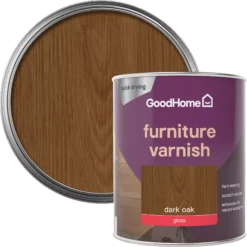 GoodHome Dark Oak Gloss Multi-surface Furniture Wood Varnish, 750ml