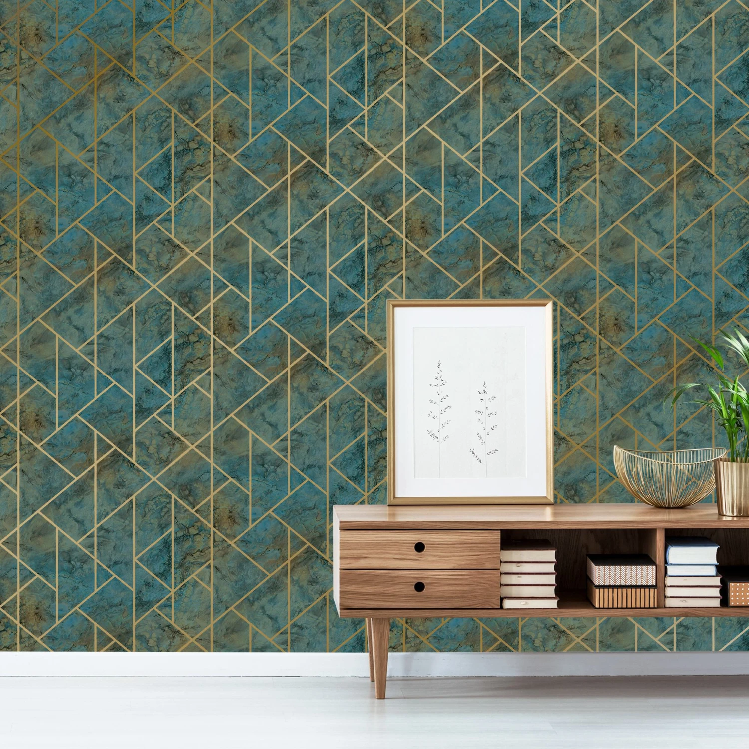 GoodHome Diap Teal Geometric Metallic effect Textured Wallpaper GoodHome Diap Teal Geometric Metallic Effect Textured Wallpaper -trade point store goodhome diap teal geometric metallic effect textured wallpaper5059340409023 01i