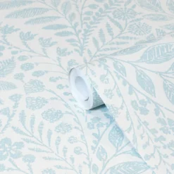 GoodHome Dryade Blue Leaves Textured Wallpaper