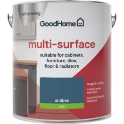 GoodHome Durable Antibes Satin Multi-surface Paint, 2L -trade point store goodhome durable antibes satin multi surface paint 2l3663602586227 02c