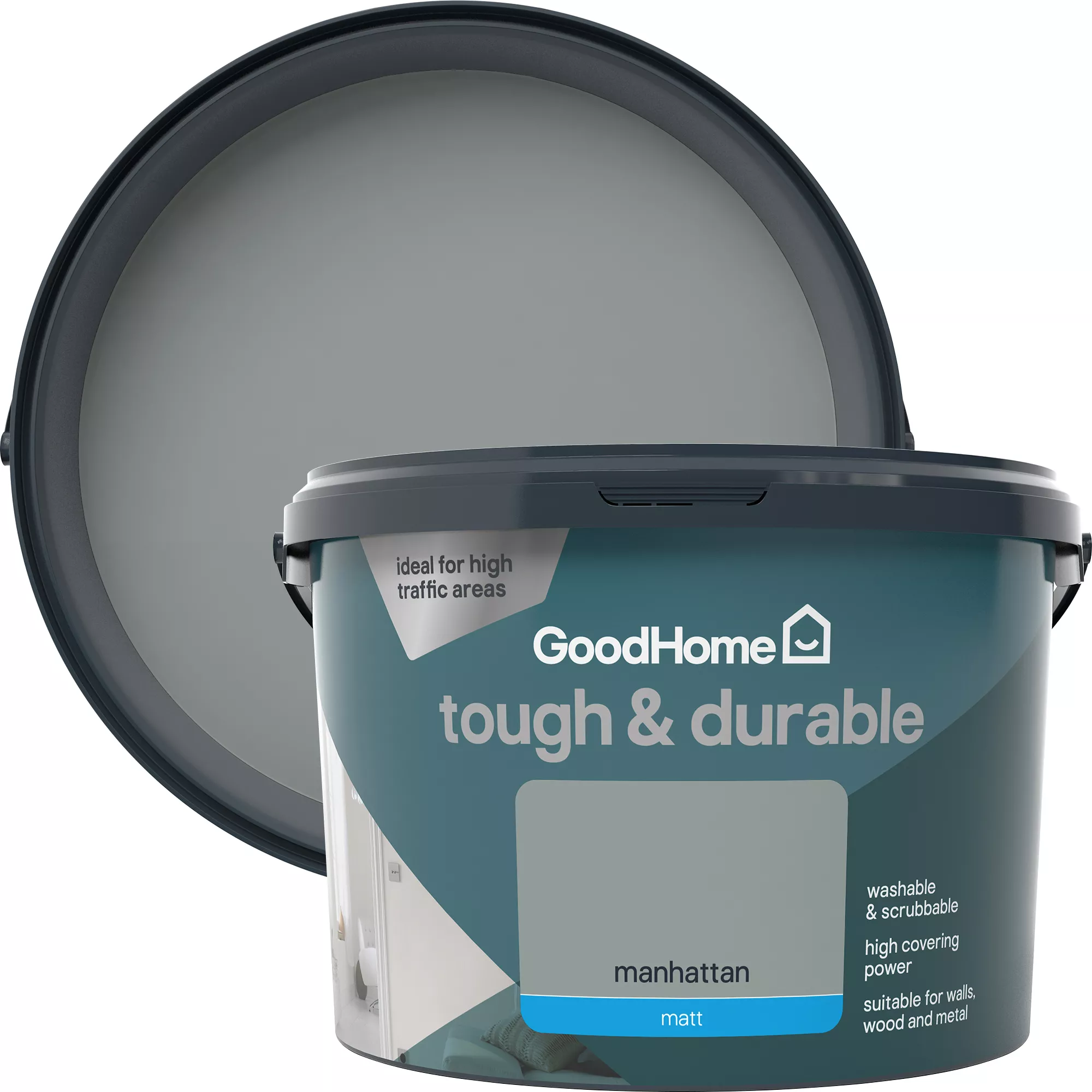 GoodHome Durable Manhattan Matt Emulsion paint, 2.5L GoodHome Durable Manhattan Matt Emulsion Paint, 2.5L -trade point store goodhome durable manhattan matt emulsion paint 2 5l3663602408642 37c