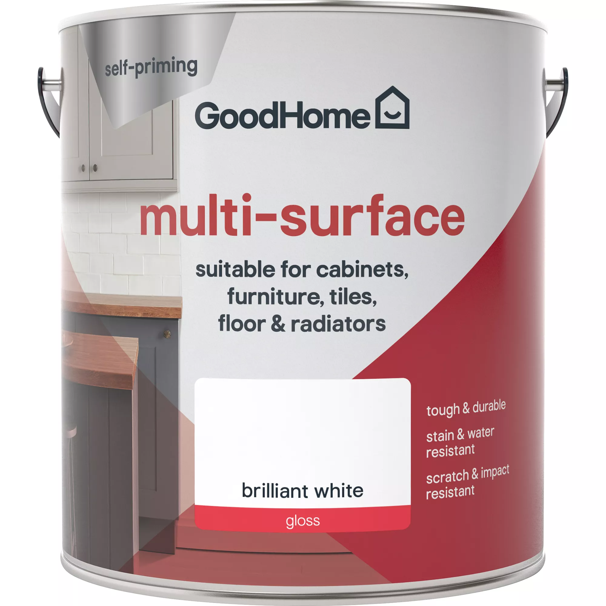 GoodHome Durable North pole (Brilliant white) Gloss Multi-surface paint, 2L GoodHome Durable North Pole (Brilliant White) Gloss Multi-surface Paint, 2L -trade point store goodhome durable north pole brilliant white gloss multi surface paint 2l3663602586050 02c
