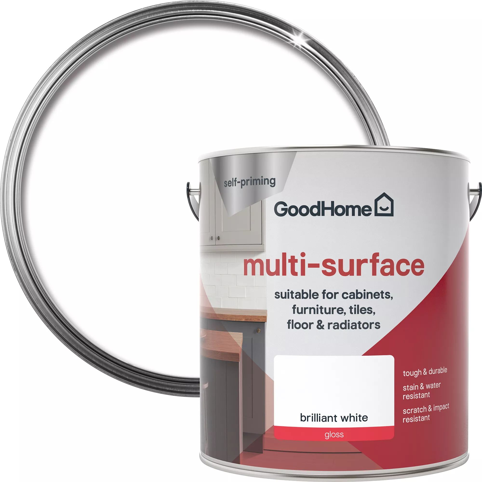 GoodHome Durable North pole (Brilliant white) Gloss Multi-surface paint, 2L GoodHome Durable North Pole (Brilliant White) Gloss Multi-surface Paint, 2L -trade point store goodhome durable north pole brilliant white gloss multi surface paint 2l3663602586050 21c