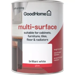GoodHome Durable North Pole (Brilliant White) Gloss Multi-surface Paint, 750ml -trade point store goodhome durable north pole brilliant white gloss multi surface paint 750ml3663602585596 02c