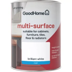 GoodHome Durable North Pole (Brilliant White) Matt Multi-surface Paint, 750ml -trade point store goodhome durable north pole brilliant white matt multi surface paint 750ml3663602585626 02c
