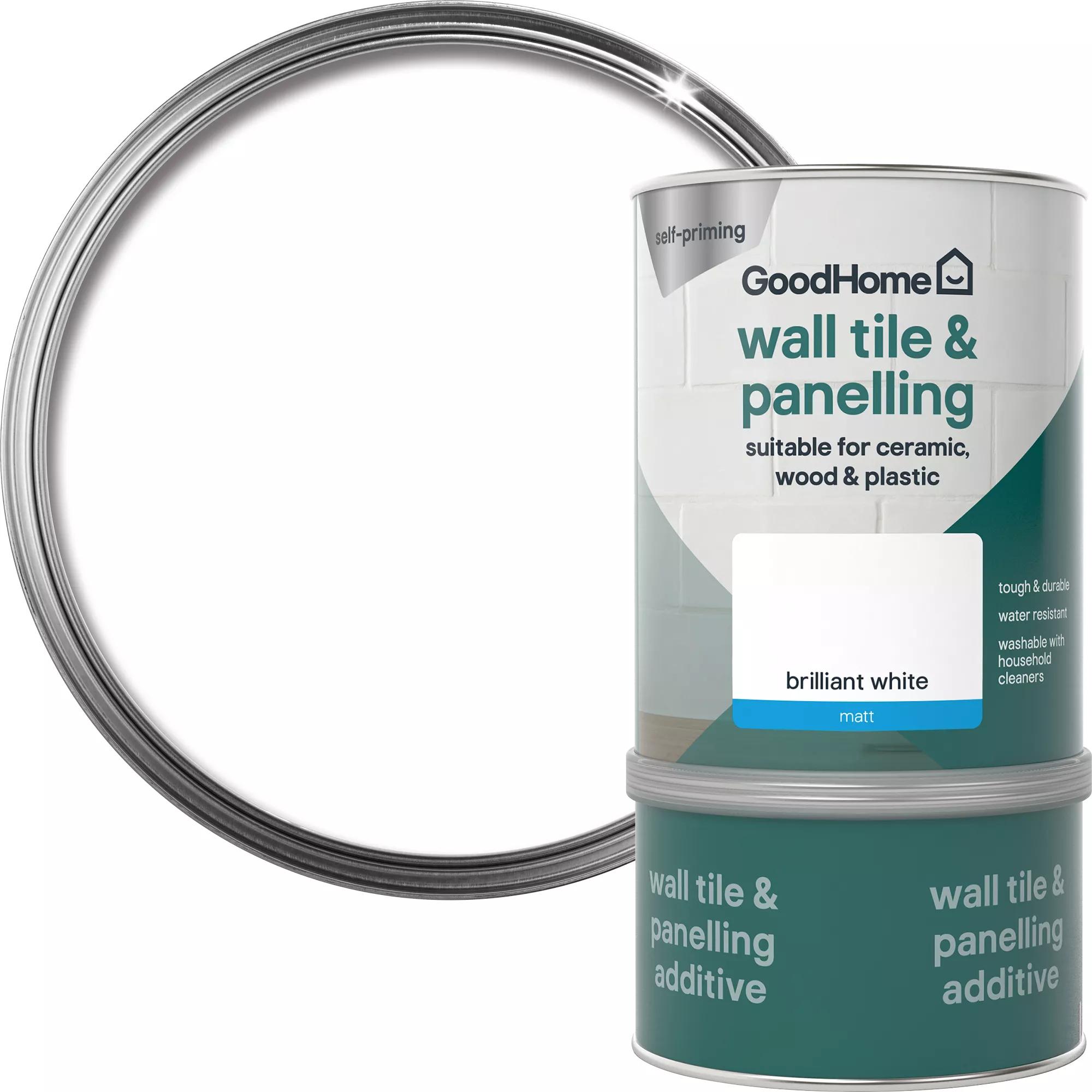 GoodHome Durable North pole (Brilliant white) Matt Wall tile & panelling paint, 750ml GoodHome Durable North Pole (Brilliant White) Matt Wall Tile & Panelling Paint, 750ml -trade point store goodhome durable north pole brilliant white matt wall tile panelling paint 750ml3663602583752 21c