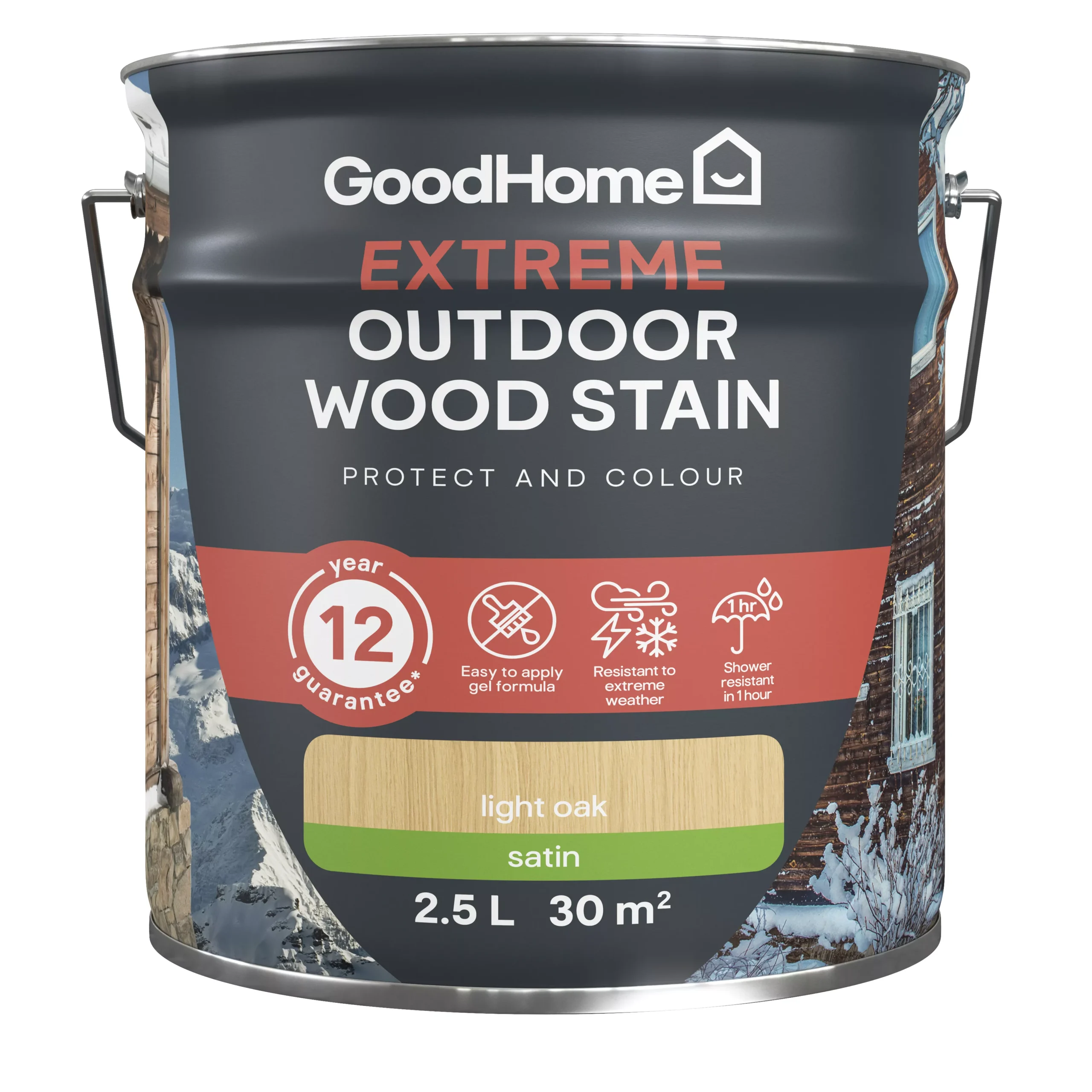 GoodHome Extreme Outdoor Light Oak Satin Quick dry Wood stain, 2.5L GoodHome Extreme Outdoor Light Oak Satin Quick Dry Wood Stain, 2.5L -trade point store goodhome extreme outdoor light oak satin quick dry wood stain 2 5l5059340297521 02c scaled