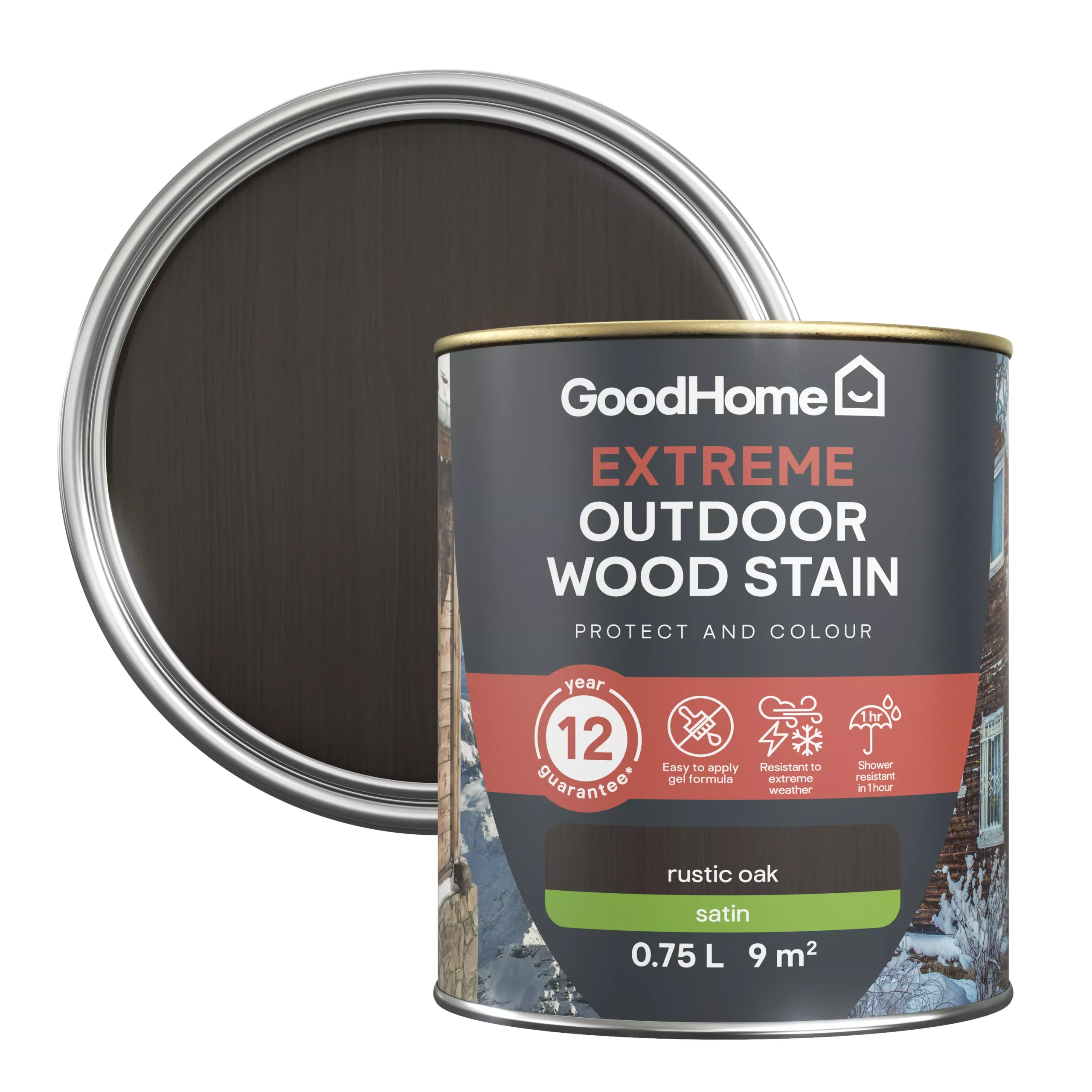 GoodHome Extreme Outdoor Rustic Oak Satin Quick dry Wood stain, 750ml GoodHome Extreme Outdoor Rustic Oak Satin Quick Dry Wood Stain, 750ml -trade point store goodhome extreme outdoor rustic oak satin quick dry wood stain 750ml5059340297507 21c scaled