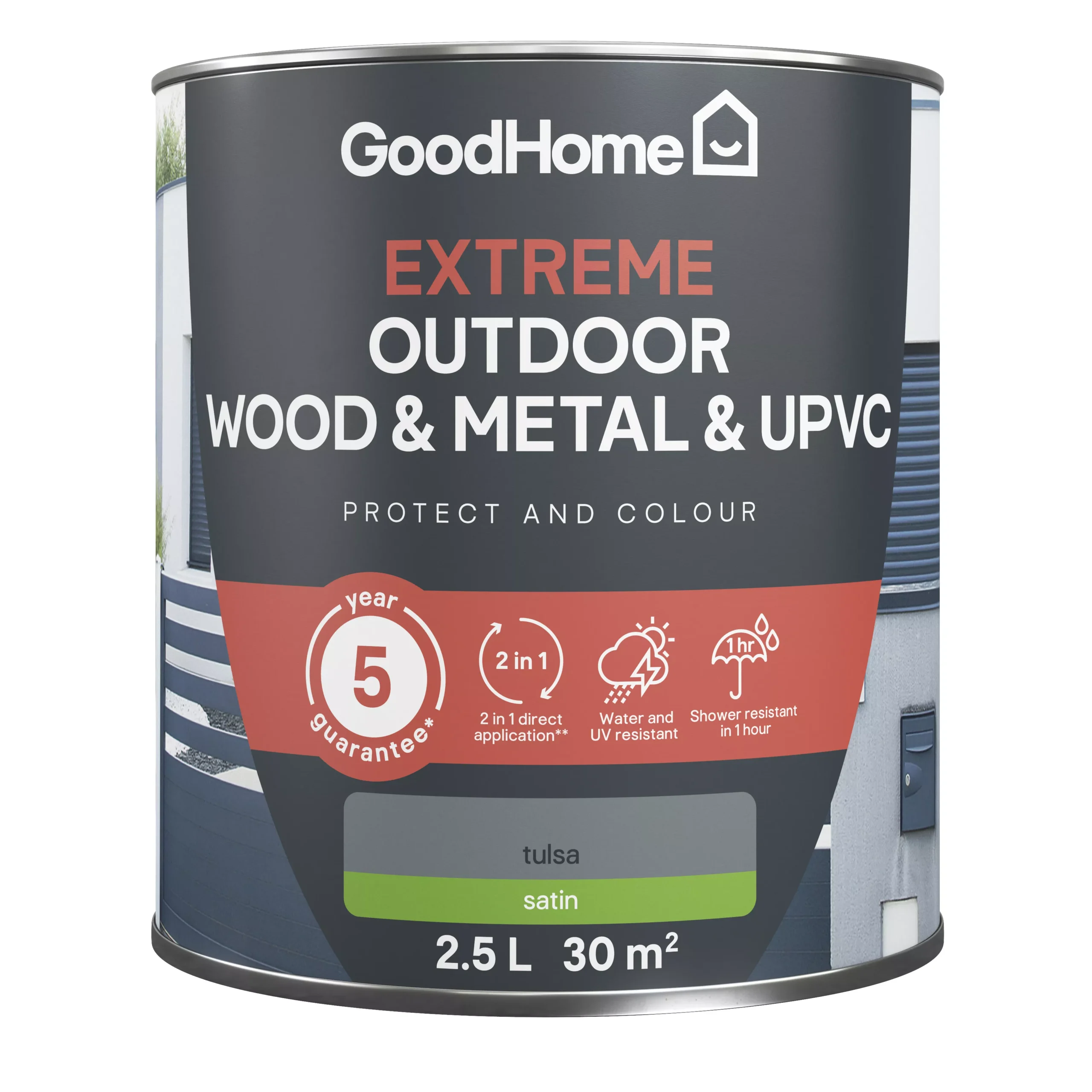 GoodHome Extreme Outdoor Tulsa Satinwood Multi-surface paint, 2.5L GoodHome Extreme Outdoor Tulsa Satinwood Multi-surface Paint, 2.5L -trade point store goodhome extreme outdoor tulsa satinwood multi surface paint 2 5l5059340297101 02c scaled