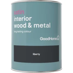 GoodHome Liberty Black Satin Metal & Wood Paint, 750ml 3 GoodHome Liberty Black Satin Metal & Wood Paint, 750ml -trade point store goodhome liberty black satin metal wood paint 750ml5036581059460 02c bq