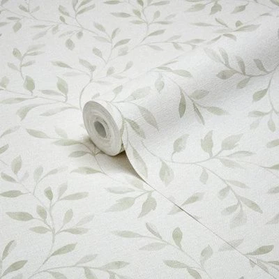 GoodHome Linton Sage green Leaf trail Woven effect Textured Wallpaper GoodHome Linton Sage Green Leaf Trail Woven Effect Textured Wallpaper -trade point store goodhome linton sage green leaf trail woven effect textured wallpaper5059340410180 01c