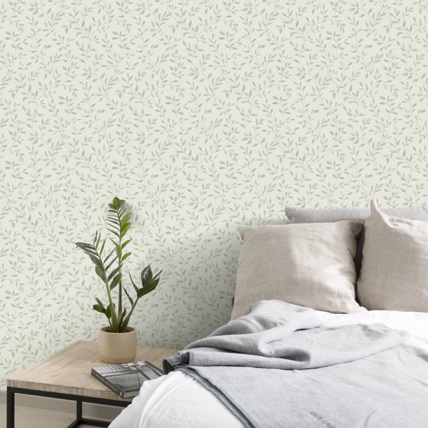 GoodHome Linton Sage green Leaf trail Woven effect Textured Wallpaper GoodHome Linton Sage Green Leaf Trail Woven Effect Textured Wallpaper -trade point store goodhome linton sage green leaf trail woven effect textured wallpaper5059340410180 01i