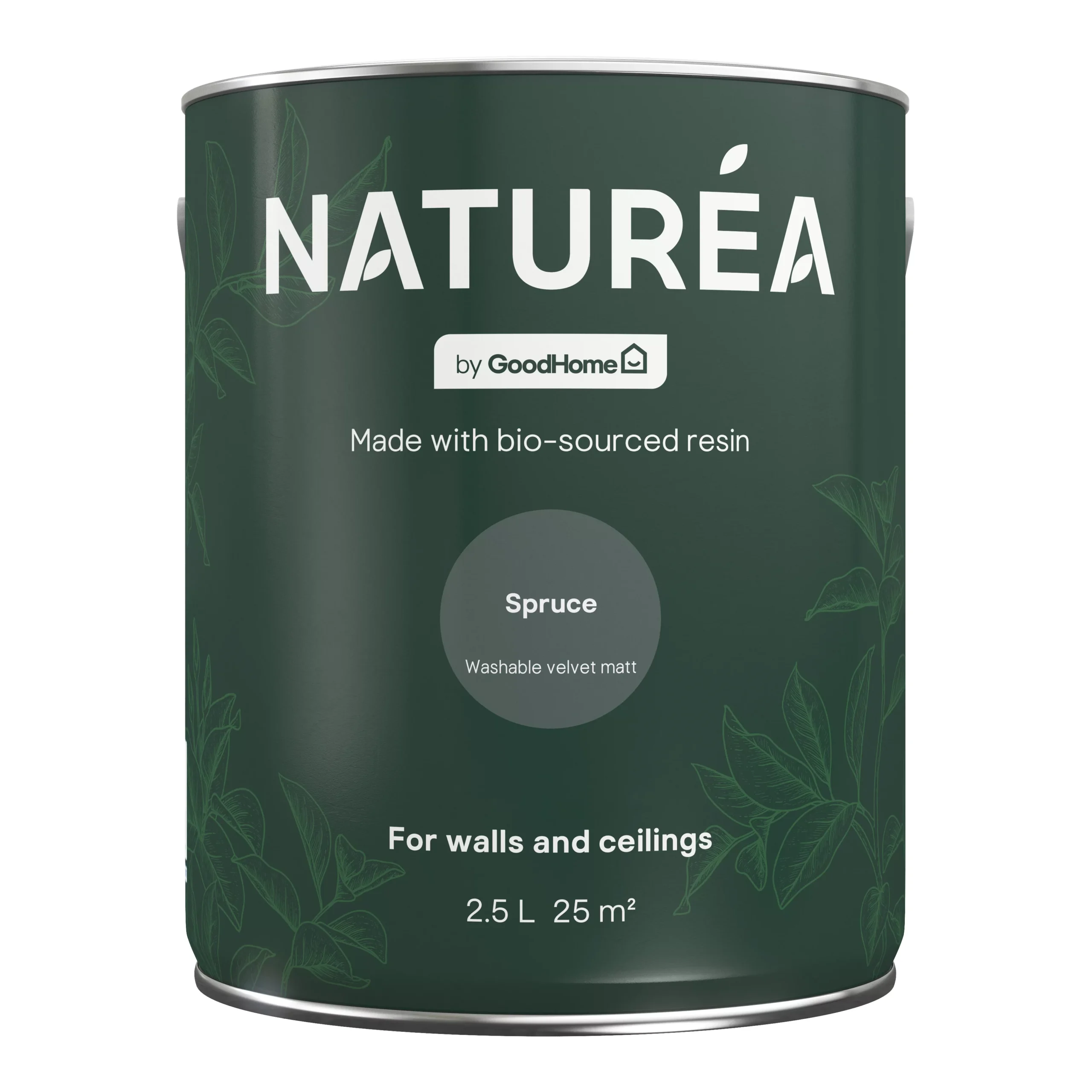 GoodHome Naturéa Spruce Velvet matt Emulsion paint, 2.5L GoodHome Naturéa Spruce Velvet Matt Emulsion Paint, 2.5L -trade point store goodhome naturea spruce velvet matt emulsion paint 2 5l5059340274140 02c scaled
