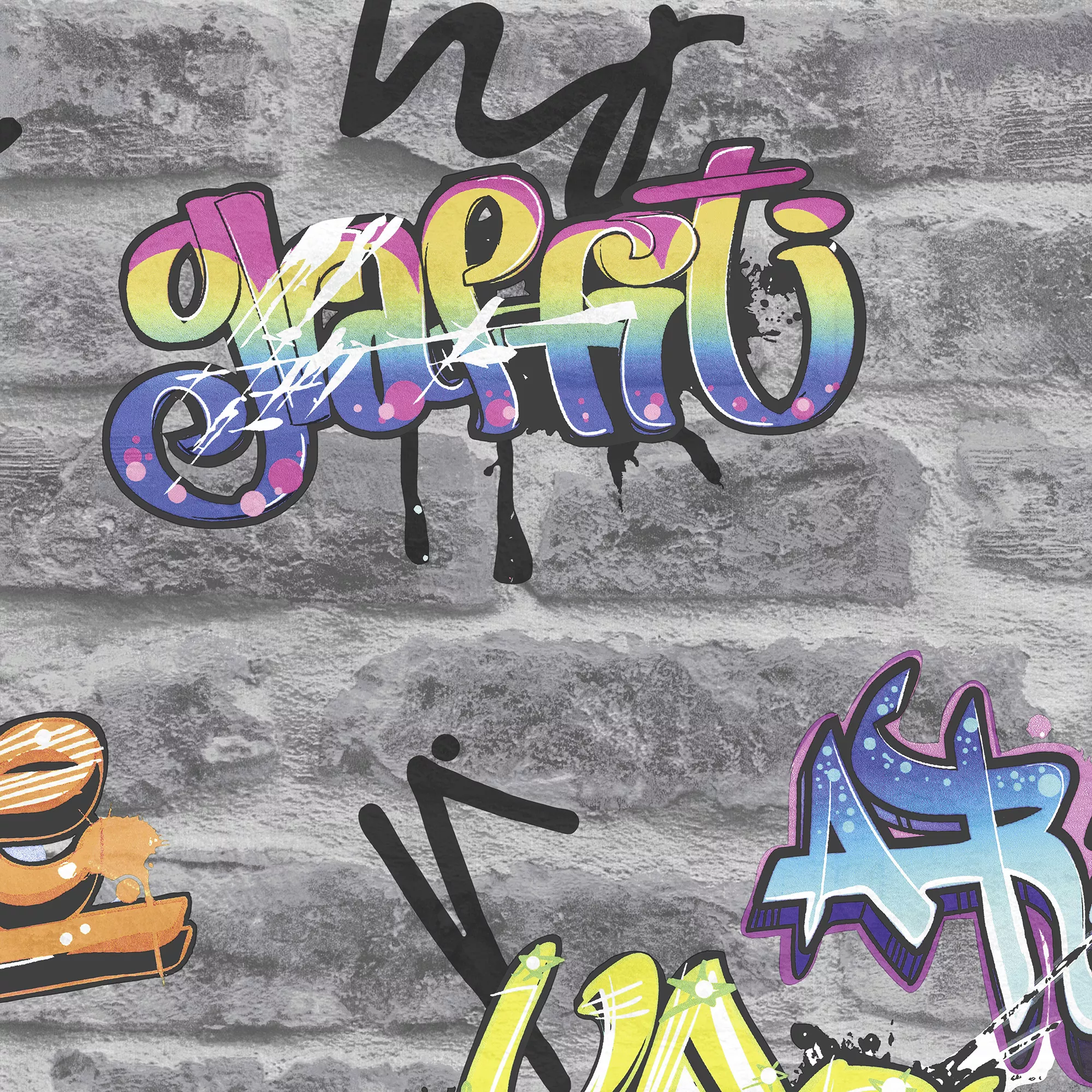 GoodHome Orobe Grey Graffiti Brick effect Smooth Wallpaper GoodHome Orobe Grey Graffiti Brick Effect Smooth Wallpaper -trade point store goodhome orobe grey graffiti brick effect smooth wallpaper3663602560364 37c