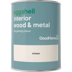 GoodHome Ottawa Eggshell Metal & Wood Paint, 750ml 3 GoodHome Ottawa Eggshell Metal & Wood Paint, 750ml -trade point store goodhome ottawa eggshell metal wood paint 750ml5036581059088 02c BQ