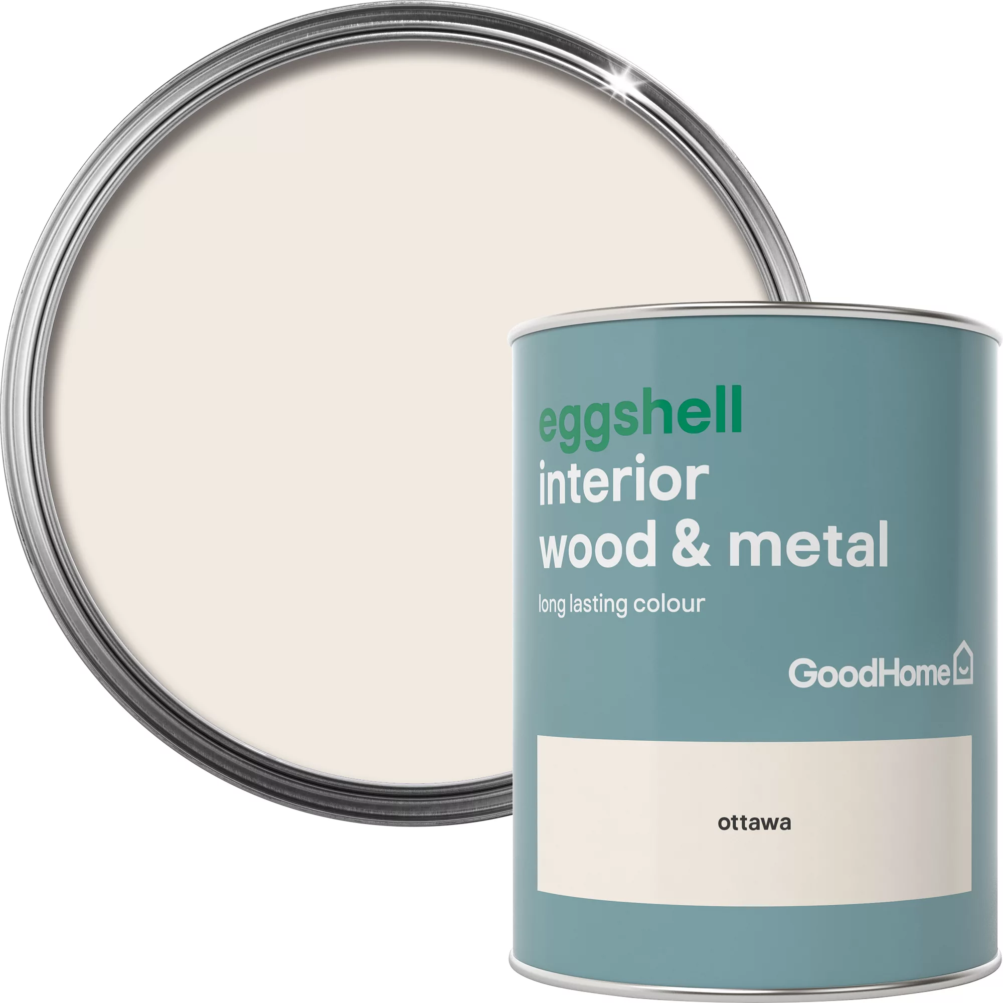 GoodHome Ottawa Eggshell Metal & wood paint, 750ml GoodHome Ottawa Eggshell Metal & Wood Paint, 750ml -trade point store goodhome ottawa eggshell metal wood paint 750ml5036581059088 37c BQ