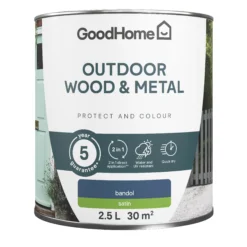 GoodHome Outdoor Bandol Satinwood Multi-surface Paint, 2.5L 3 GoodHome Outdoor Bandol Satinwood Multi-surface Paint, 2.5L -trade point store goodhome outdoor bandol satinwood multi surface paint 2 5l5059340296951 02c