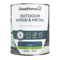 GoodHome Outdoor Bandol Satinwood Multi-surface Paint, 750ml -trade point store goodhome outdoor bandol satinwood multi surface paint 750ml5059340296876 02c