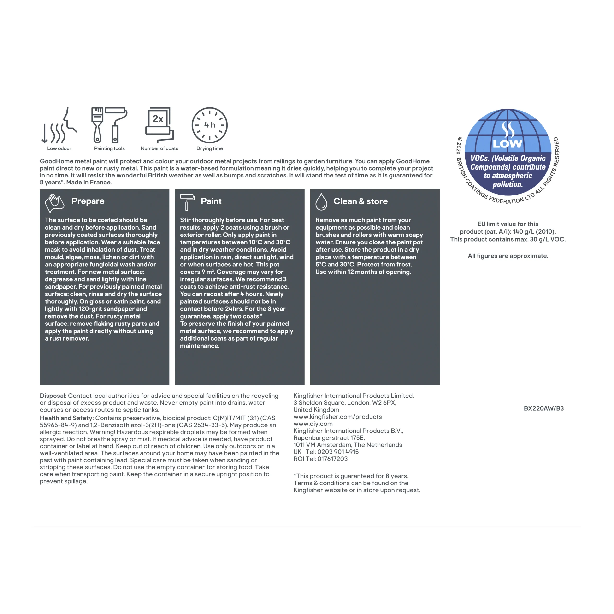 GoodHome Outdoor Black Satinwood Exterior Metal paint, 750ml Tin GoodHome Outdoor Black Satinwood Exterior Metal Paint, 750ml Tin -trade point store goodhome outdoor black satinwood exterior metal paint 750ml tin5059340296050 04c scaled