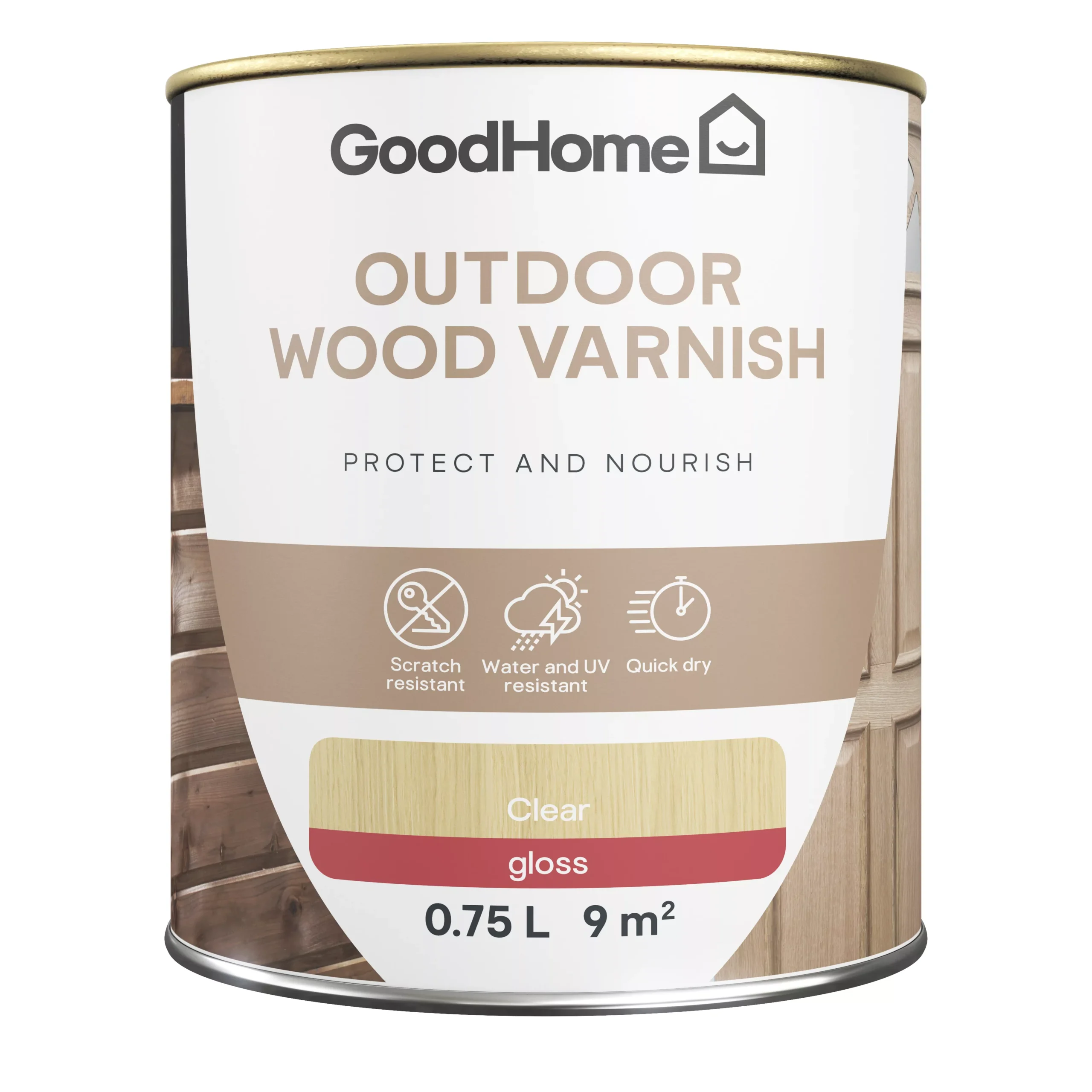 GoodHome Outdoor Clear Gloss Varnish, 750ml GoodHome Outdoor Clear Gloss Varnish, 750ml -trade point store goodhome outdoor clear gloss varnish 750ml5059340297590 02c scaled