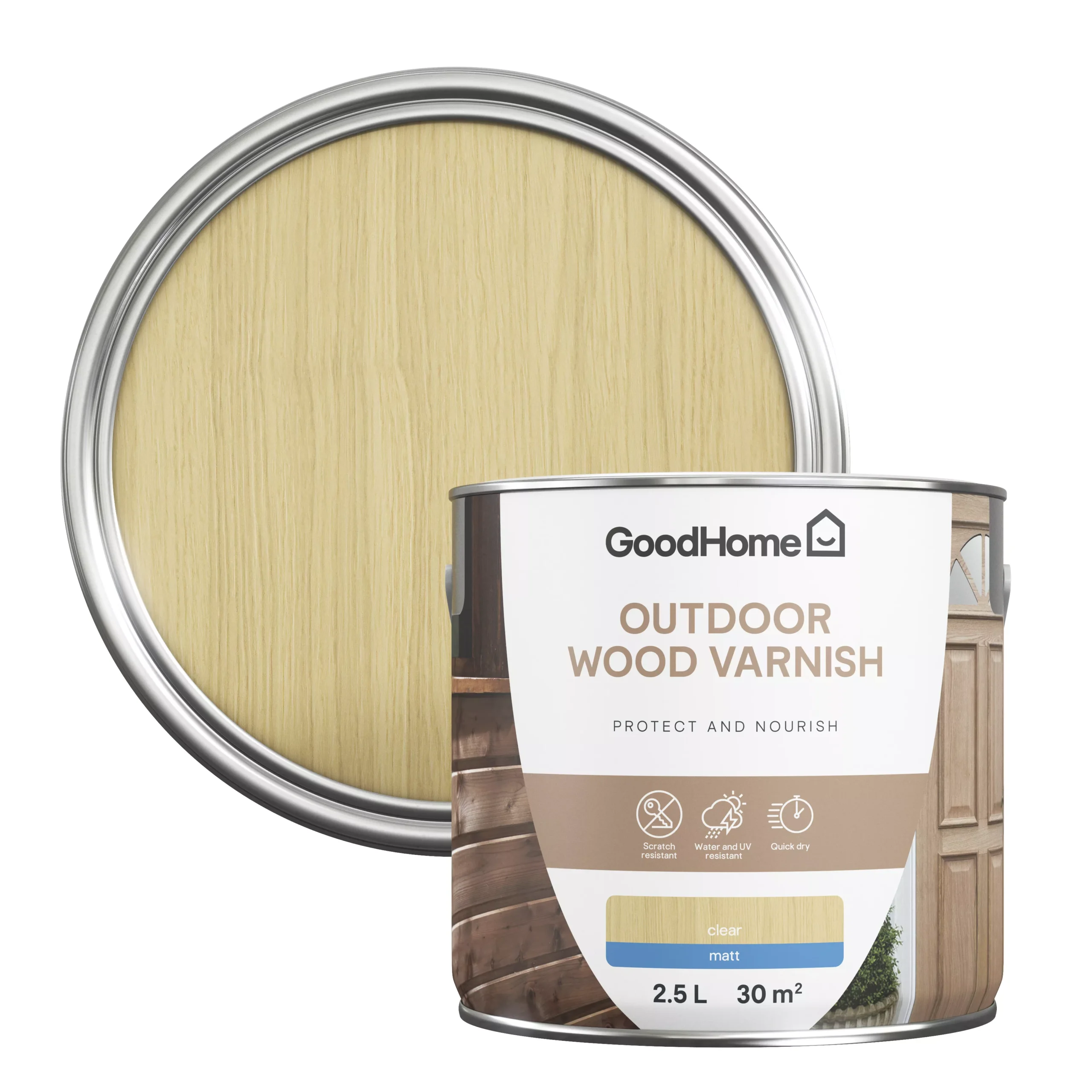 GoodHome Outdoor Clear Matt Varnish, 2.5L GoodHome Outdoor Clear Matt Varnish, 2.5L -trade point store goodhome outdoor clear matt varnish 2 5l5059340297644 21c scaled