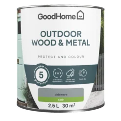 GoodHome Outdoor Delaware Satinwood Multi-surface Paint, 2.5L 3 GoodHome Outdoor Delaware Satinwood Multi-surface Paint, 2.5L -trade point store goodhome outdoor delaware satinwood multi surface paint 2 5l5059340296982 02c