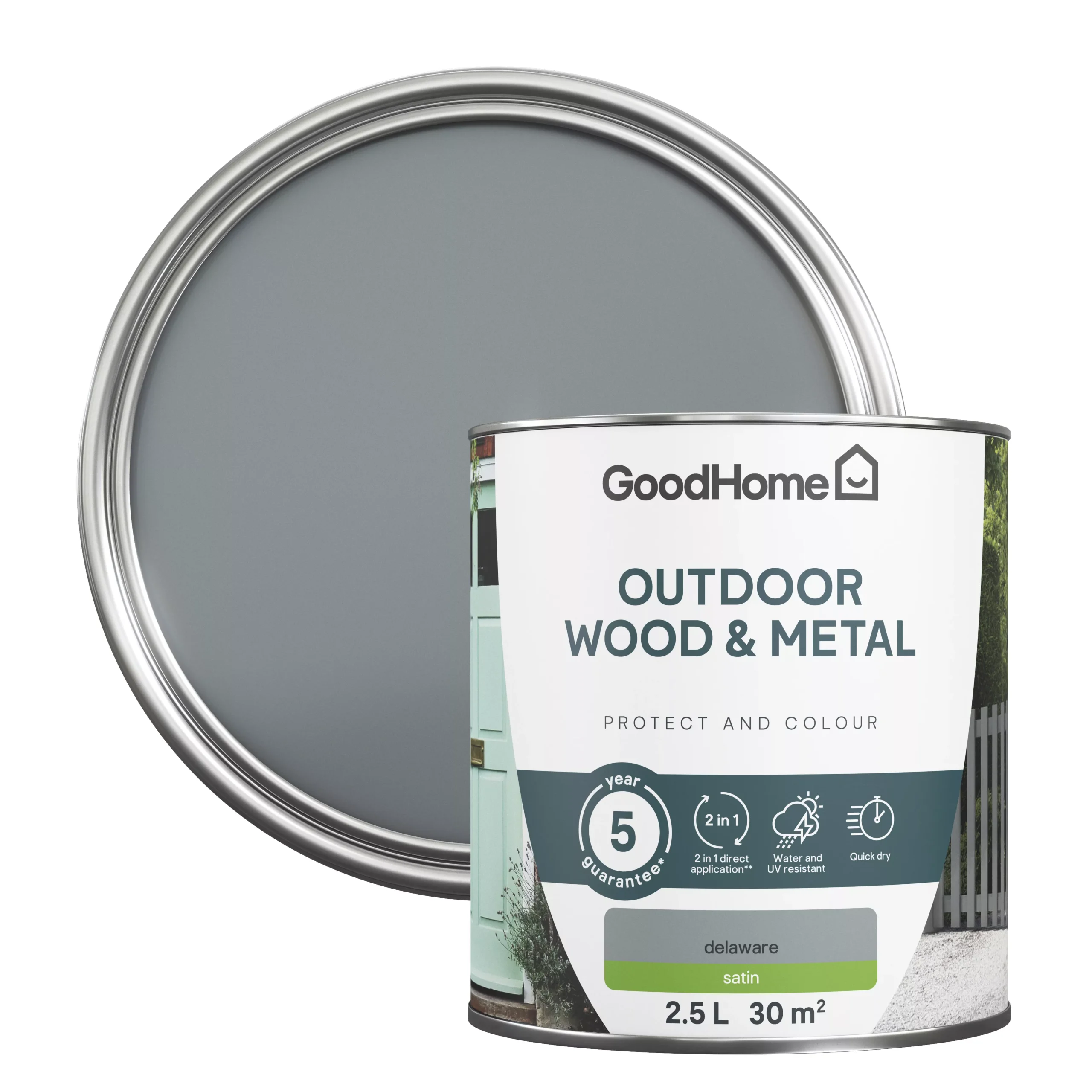GoodHome Outdoor Delaware Satinwood Multi-surface paint, 2.5L GoodHome Outdoor Delaware Satinwood Multi-surface Paint, 2.5L -trade point store goodhome outdoor delaware satinwood multi surface paint 2 5l5059340296982 21c scaled
