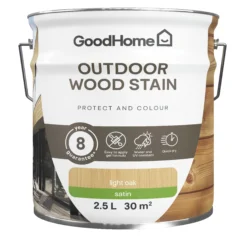 GoodHome Outdoor Light Oak Satin Quick Dry Wood Stain, 2.5L 3 GoodHome Outdoor Light Oak Satin Quick Dry Wood Stain, 2.5L -trade point store goodhome outdoor light oak satin quick dry wood stain 2 5l5059340297453 02c