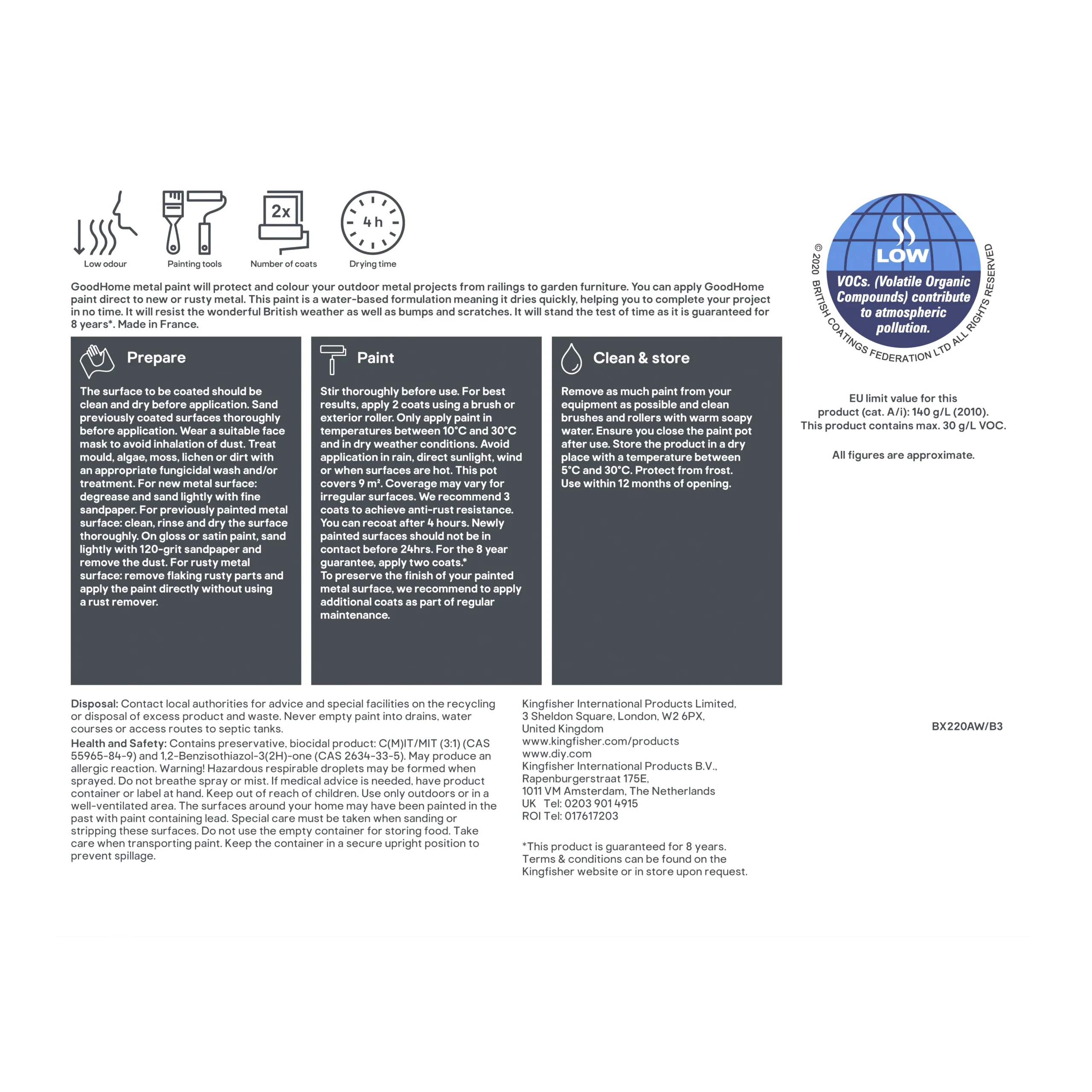 GoodHome Outdoor White Satinwood Exterior Metal paint, 750ml Tin GoodHome Outdoor White Satinwood Exterior Metal Paint, 750ml Tin -trade point store goodhome outdoor white satinwood exterior metal paint 750ml tin5059340296067 04c scaled