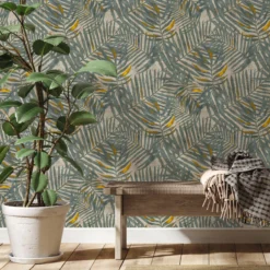 GoodHome Perod Beige & Teal Palm Leaves Textured Wallpaper 5 GoodHome Perod Beige & Teal Palm Leaves Textured Wallpaper -trade point store goodhome perod beige teal palm leaves textured wallpaper5059340410005 01i
