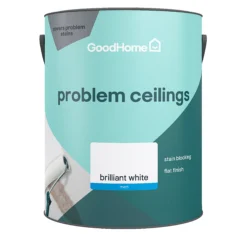 GoodHome Problem Ceiling Brilliant White Matt Emulsion Paint, 5L -trade point store goodhome problem ceiling brilliant white matt emulsion paint 5l5059340271484 02c