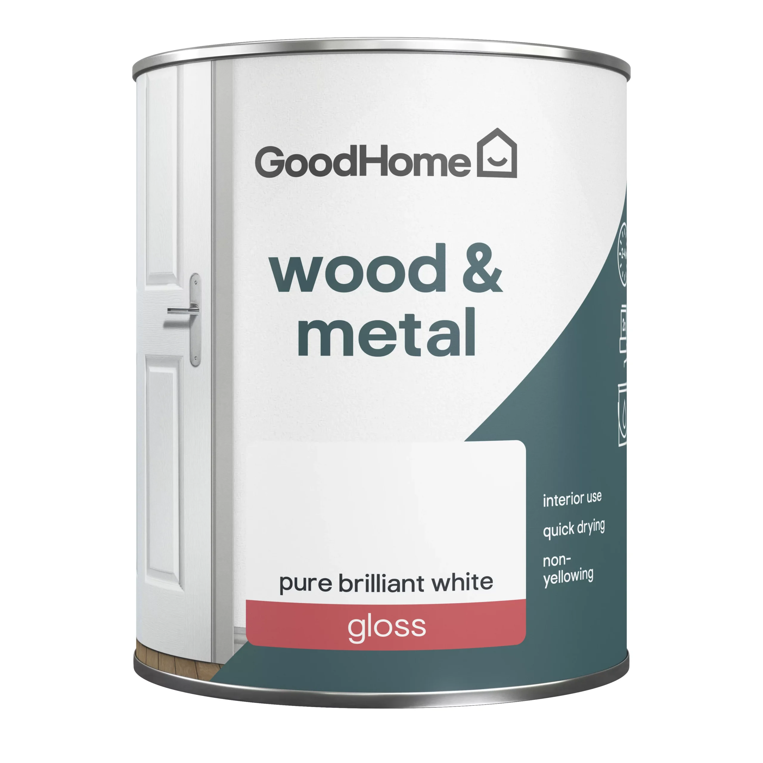 GoodHome Pure Brilliant White Gloss Metal & wood paint, 750ml GoodHome Pure Brilliant White Gloss Metal & Wood Paint, 750ml -trade point store goodhome pure brilliant white gloss metal wood paint 750ml5059340188263 02c scaled