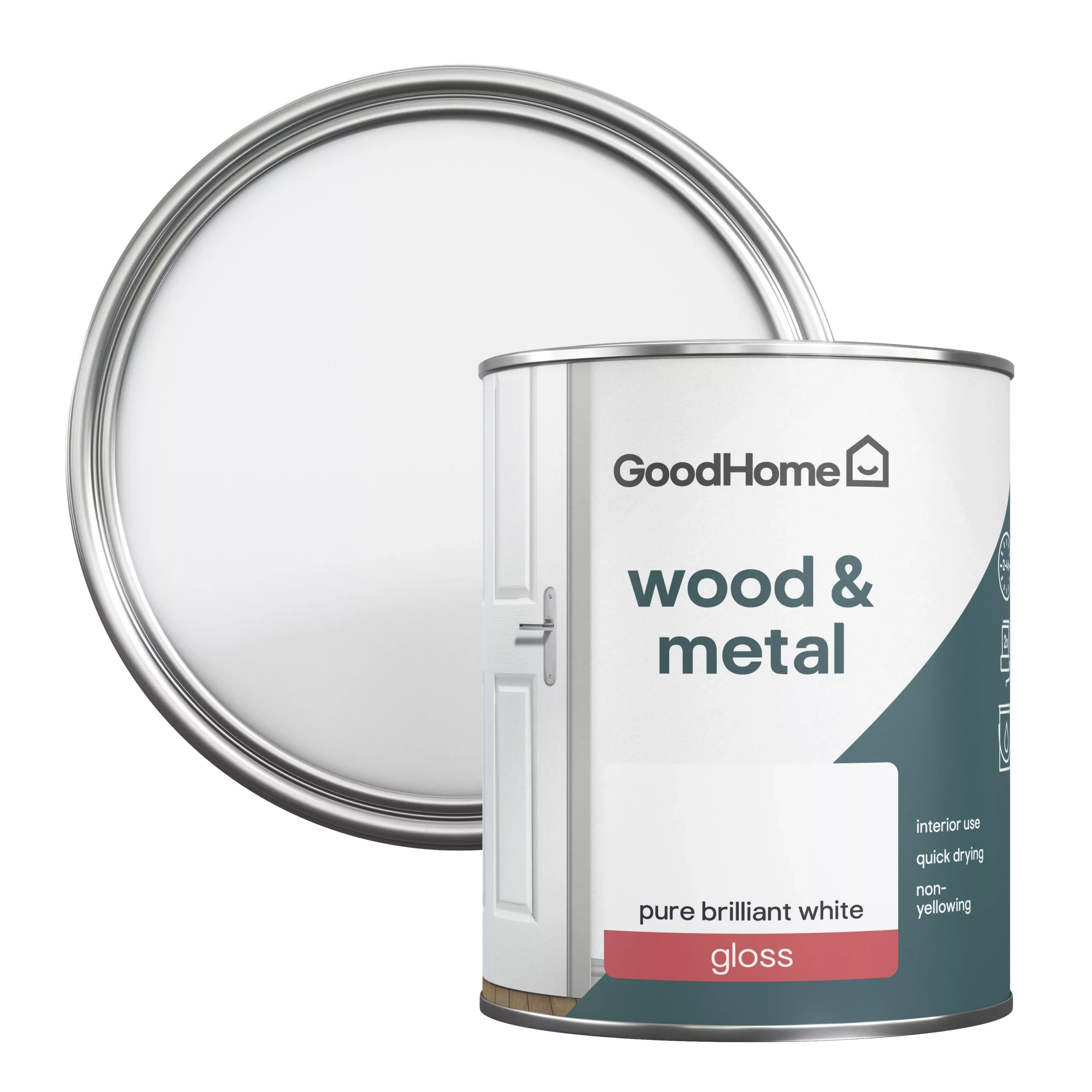 GoodHome Pure Brilliant White Gloss Metal & wood paint, 750ml GoodHome Pure Brilliant White Gloss Metal & Wood Paint, 750ml -trade point store goodhome pure brilliant white gloss metal wood paint 750ml5059340188263 21c scaled